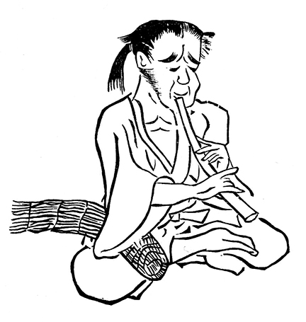 Figure 4: Lower-caste beggar-monks who used the flute while seeking alms, nicknamed <I>komosō</I>.